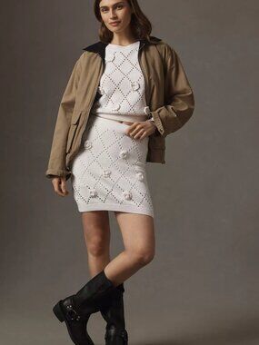 Antho X Maeve| 3D Floral Knit Mini Skirt | NWT | Sm & Med| $128 Retail